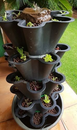 Stackable pot hydrouponics 5 pots